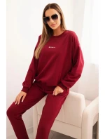 Dámska bavlnená súprava s potlačou Minimal burgundy