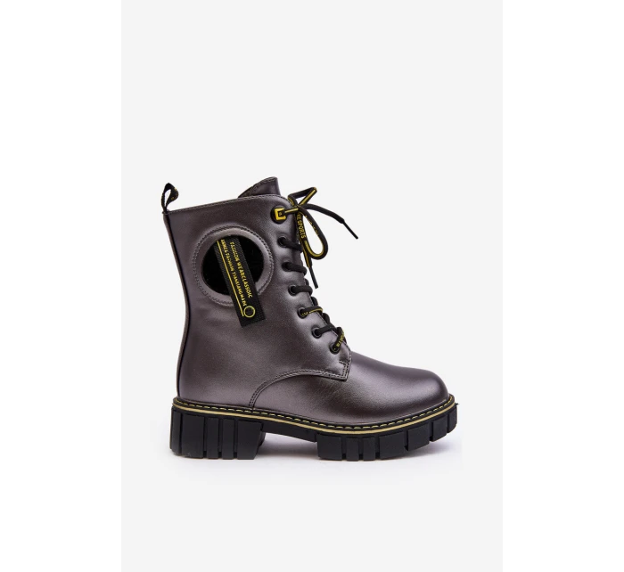 Dziecięce Ocieplane Botki Trapery Szare Iomare