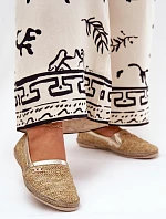 Eleganckie Skórzane Espadryle Z Plecionką Zazoo 10178 Beżowo-Złote