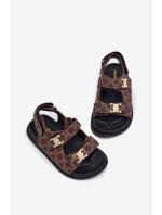 Dětské Sandály Na Suchý Zip Se Zlatými Hnědé model 21701205 - Boto Dětské Sandály Na Suchý Zip Se Zlatými Hnědé model 21701205 - Boto
