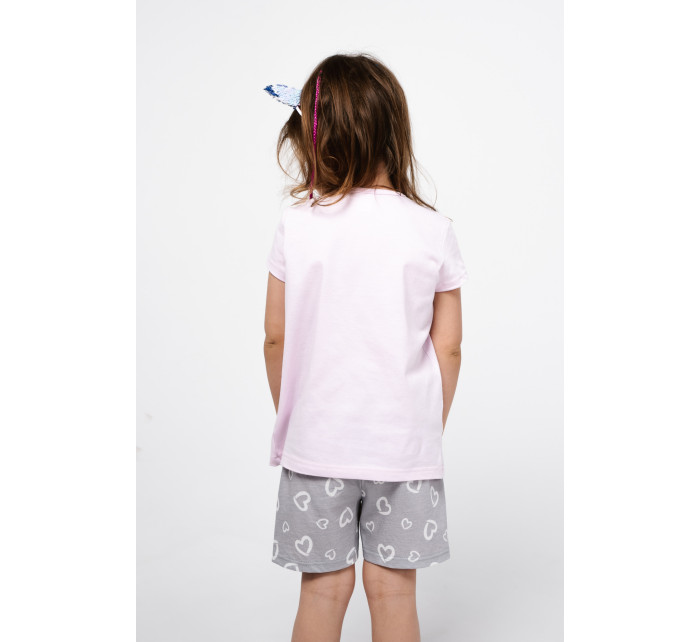 Noelia dievčenské pyžamo s krátkym rukávom a krátkymi nohavicami - svetlo ružová/potlač