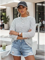 Dámska pruhovaná oversize mikina PEILLE white FashionStreet RY2364