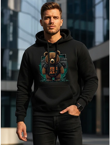FORTRESS OF THE BEAR pánska mikina s kapucňou čierna FashionStreet NX0048B