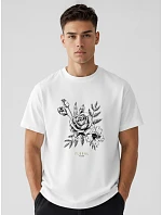 Tshirt męski oversize z nadrukiem bawełniany biały model 22214374 - FashionStreet