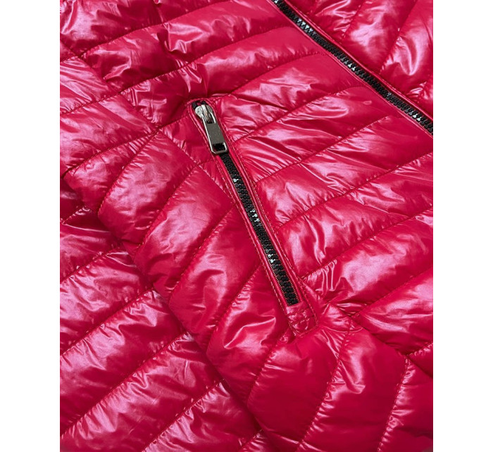 Červená lesklá dámska bunda (6380)