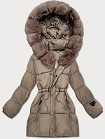 Dámska zimná bunda s kapucňou S'West svetlohnedá (B8550-48)