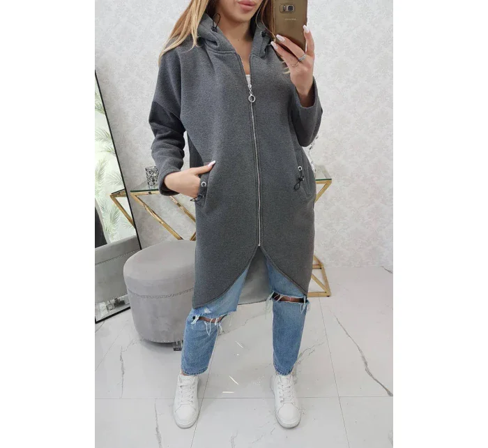 Zateplená dlhá mikina v grafitovej melanžovej farbe