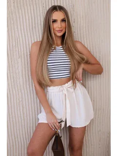 Viskózové šortky viazané v páse svetlo béžovej farby