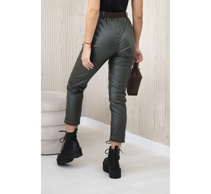 Voskované nohavice s khaki opaskom