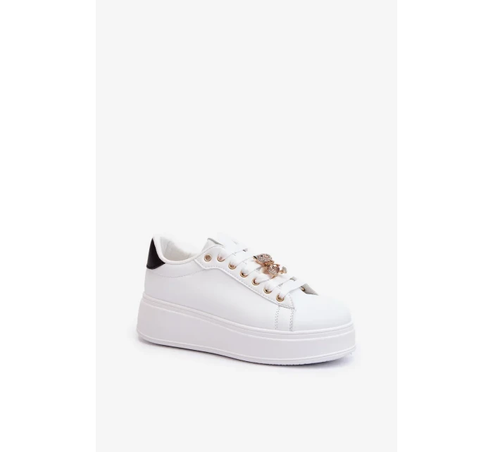 Dámske tenisky na platforme s medvedíkom, biele Moanda Dámske tenisky na platforme s medvedíkom, biele Moanda