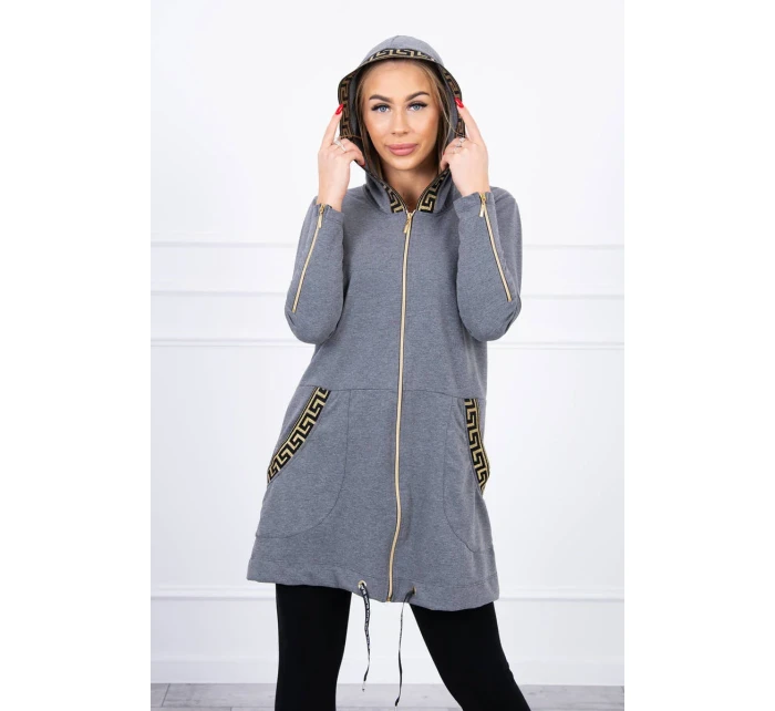 Mikina s ozdobnou páskou grafitová Mikina s ozdobnou páskou grafitová