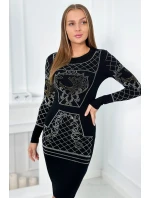 Pletené šaty se vzorem a   černý model 19150875 - K-Fashion