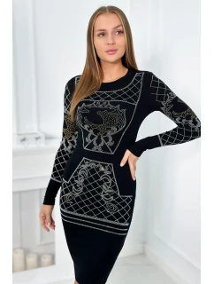 Pletené šaty se vzorem a   černý model 19150875 - K-Fashion