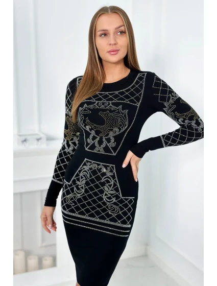Pletené šaty se vzorem a   černý model 19150875 - K-Fashion