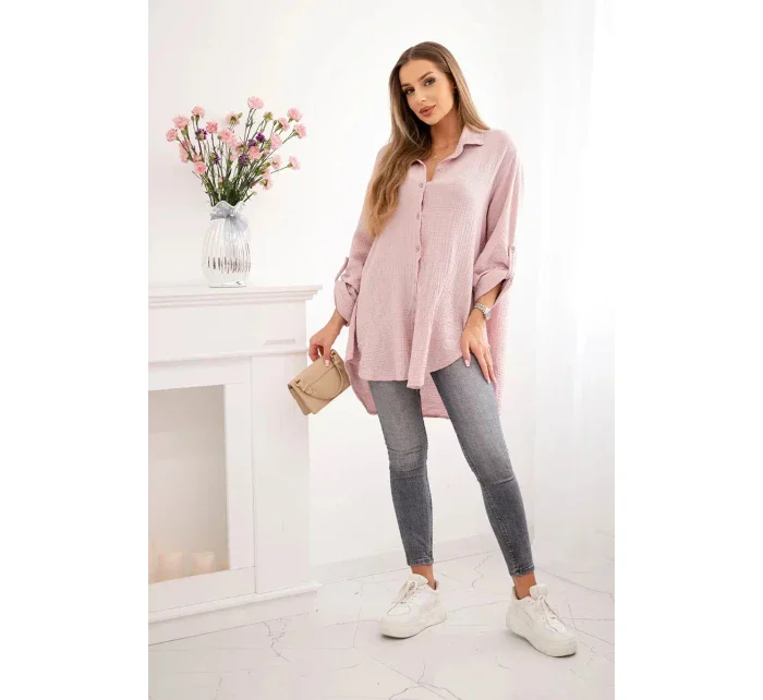 Plus veľkosť bavlnené mušelínové tričko tmavo púdrová ružová