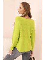 Dámsky viskózový sveter s výstrihom do V v pistáciovej farbe Dámsky viskózový sveter s výstrihom do V v pistáciovej farbe