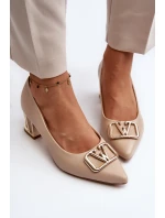 Eleganckie Czółenka Z Ozdobą Laura Messi 2740 Beżowe