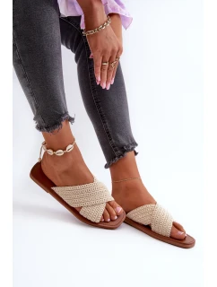 Klapki Damskie Płaskie Big Star NN274078 Beżowe