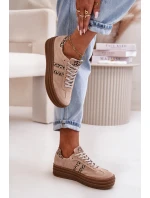 Zazoo N1068S4 Damskie Zamszowe Sneakersy Na Platformie Panterka Różowe