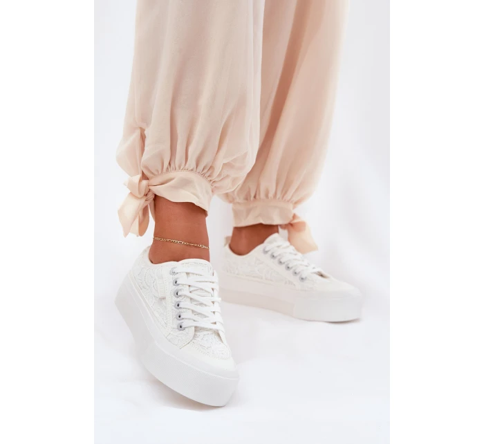 Dámské Krajkové Tenisky Big Star model 21690706 Bílé - Big Star Shoes Dámské Krajkové Tenisky Big Star model 21690706 Bílé - Big Star Shoes