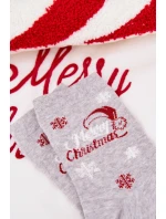Dámské Vánoční Ponožky Sněhové vločky S Nápisem Světle Šedé