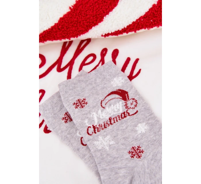 Dámské Vánoční Ponožky Sněhové vločky S Nápisem Světle Šedé