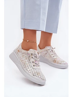 Semišové perforované dámské polobotky Vinceza 79603 šedé