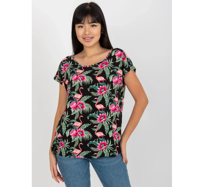 Dámská halenka model 18116277 černá a zelená - FPrice Dámská halenka model 18116277 černá a zelená - FPrice