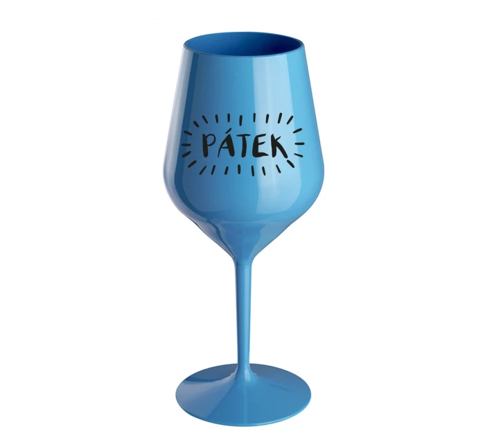 PÁTEK - modrá nerozbitná sklenice na víno 470 ml