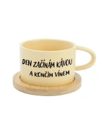 DEN ZAČÍNÁM KÁVOU A KONČÍM VÍNEM - žlutý hrníček makronka 200 ml DEN ZAČÍNÁM KÁVOU A KONČÍM VÍNEM - žlutý hrníček makronka 200 ml