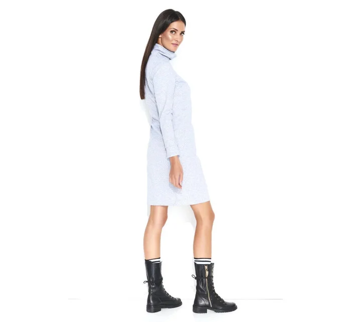 Dámske voľnočasové šaty s rolákom stredne dlhé sivé - Šedá - Makadamové Dámske voľnočasové šaty s rolákom stredne dlhé sivé - Šedá - Makadamové