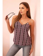 Dámská tílko s řetízkem a geometrickým vzorem tmavě růžová Dámská tílko s řetízkem a geometrickým vzorem tmavě růžová