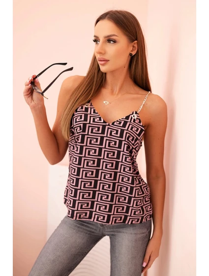 Dámská tílko s řetízkem a geometrickým vzorem tmavě růžová Dámská tílko s řetízkem a geometrickým vzorem tmavě růžová