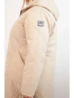 Dámske Plus veľkosť zimné prešívané bundy s kapucňou béžová