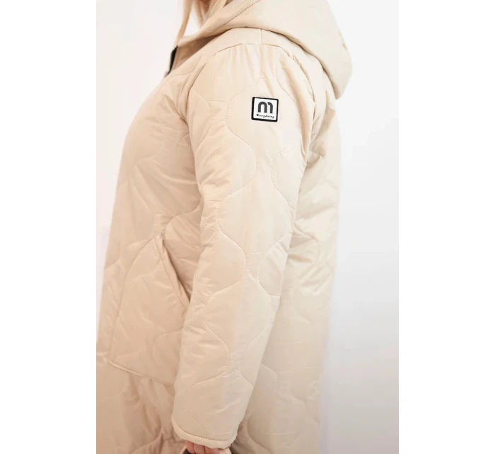 Dámske Plus veľkosť zimné prešívané bundy s kapucňou béžová