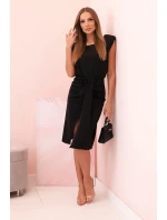 Dámske pruhované bavlnené šaty s véčkovým výstrihom a gombíkmi tmavomätové