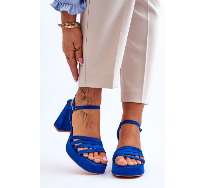 Dámské semišové sandály na platformě modré model 21613987 - Boto
