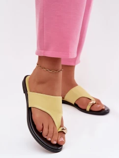 Dámské ploché eko kožené nazouváky se zlatým detailem Žluté model 21956185 - Boto