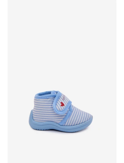 Detské papuče na suchý zips s prúžkami - svetloružové Lavelle