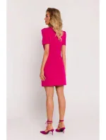 Dámske šaty s ramennými vypchávkami M 777 Fuchsiová - MOE