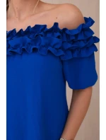 Španielska blúzka s malým volánom v chrpovo modrej farbe