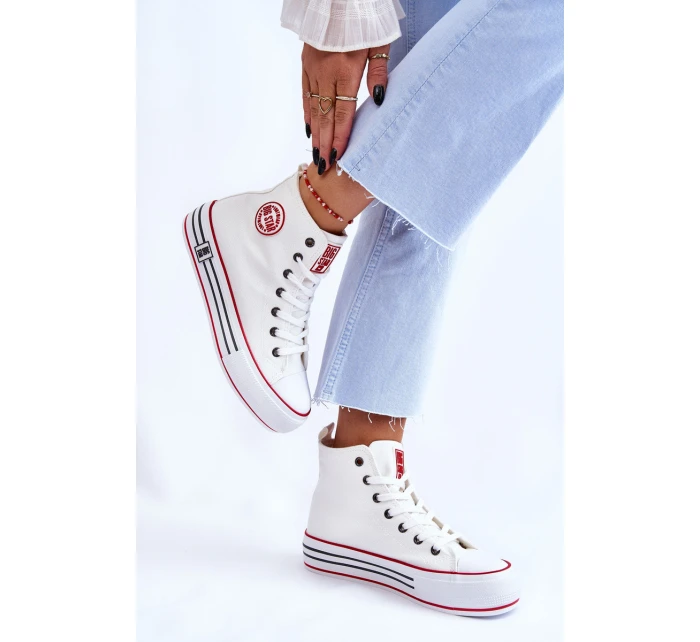 Dámské vysoké textilní tenisky na platformě Big Star model 21608464 Bílá - Big Star Shoes Dámské vysoké textilní tenisky na platformě Big Star model 21608464 Bílá - Big Star Shoes
