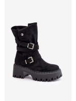 Botki Damskie Na Masywnym Obcasie Z Klamrami I Paskiem Czarne Nerelisa Botki Damskie Na Masywnym Obcasie Z Klamrami I Paskiem Czarne Nerelisa