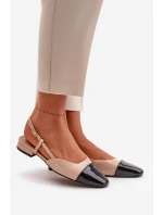 Lakierowane Baleriny Na Niskim Obcasie Z Odkrytą Piętą Beżowe Kairael Lakierowane Baleriny Na Niskim Obcasie Z Odkrytą Piętą Beżowe Kairael