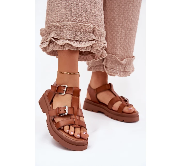 Dámské Sandály Eko Kůže S Přezkami Camel model 21699613 - Boto