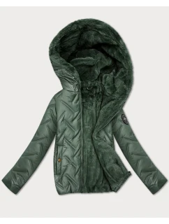 Dámská bunda v khaki barvě s kožešinovou podšívkou model 21809010 - S'WEST