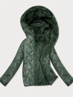 Dámská bunda v khaki barvě s kožešinovou podšívkou model 21809010 - S'WEST