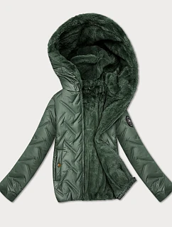 Dámská bunda v khaki barvě s kožešinovou podšívkou model 21809010 - S'WEST