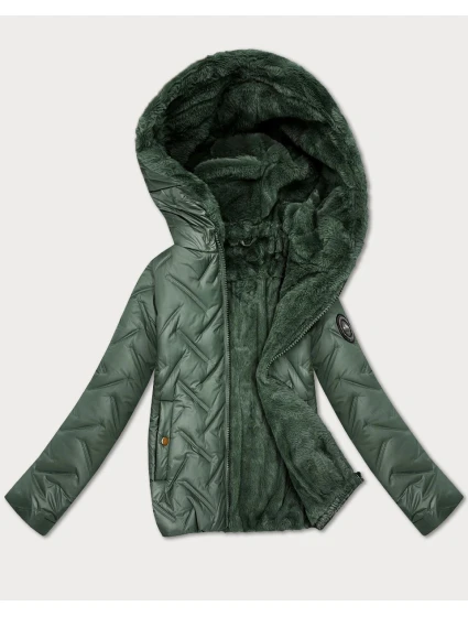 Dámská bunda v khaki barvě s kožešinovou podšívkou model 21809010 - S'WEST Dámská bunda v khaki barvě s kožešinovou podšívkou model 21809010 - S'WEST