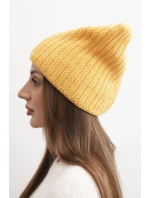 Dámska zimná vlnená čiapka s mačacím strihom z rebrovaného úpletu K419 žltá Dámska zimná vlnená čiapka s mačacím strihom z rebrovaného úpletu K419 žltá